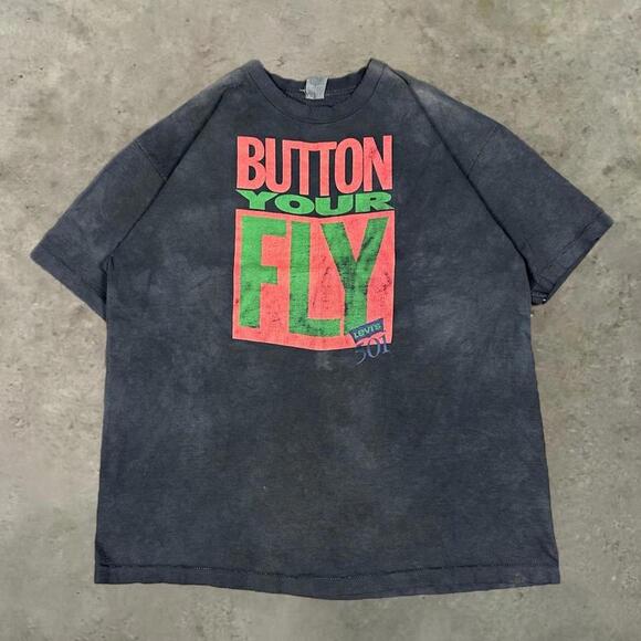 Vintage Levi’s 501 promo button your fly graphic t shirt single stitch XL - Picture 1 of 6